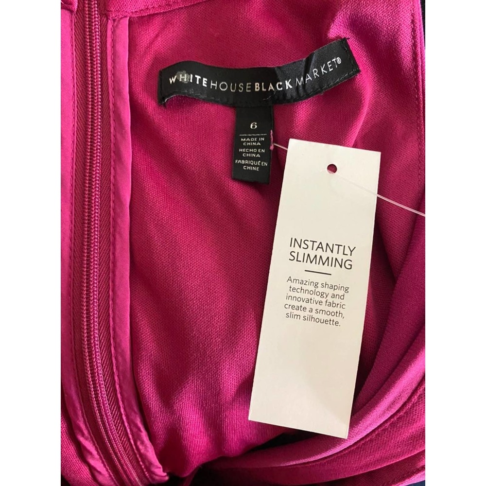 NWT White House Black Market fuschia Instantly Slimming Twist-Neck Sheath Dress - Picture 11 of 11